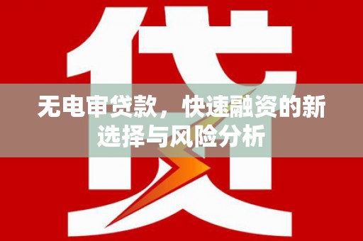 虎门无电审贷款，快速融资的新选择与风险分析